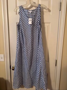 J. Jill Blue and White Gingham Sleeveless Dress